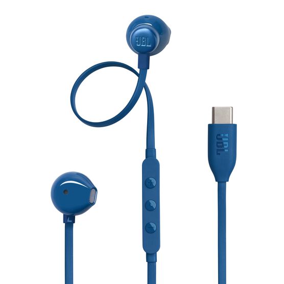 JBL Tune 305C USB - Blue - Wired Hi-Res Earbud Headphones - Hero